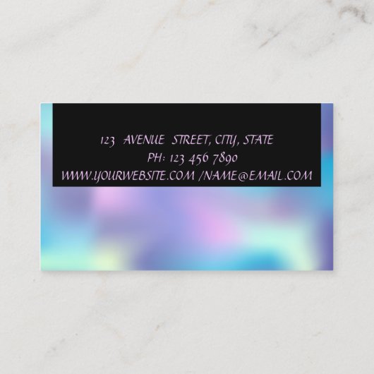 Elegant glamoureus holographic Moderne Cool Visitekaartje (Achterkant)