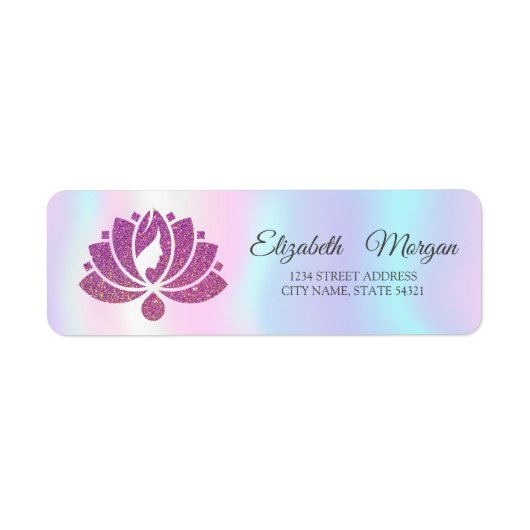 Elegant Glamoureus Lotus Girl Holographic Etiket (Voorkant)