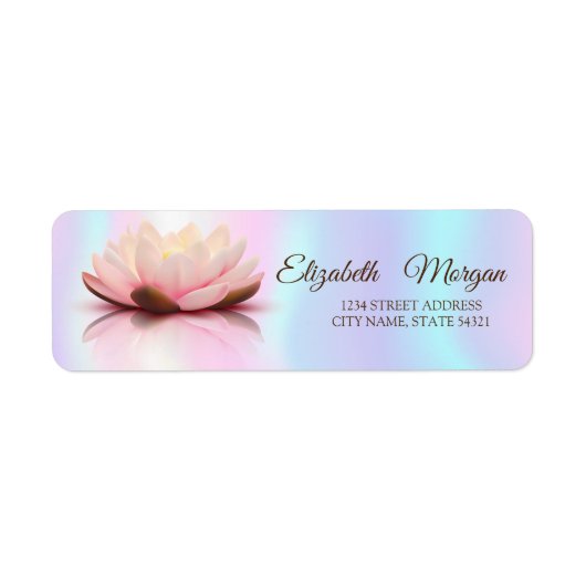 Elegant Glamoureus Lotus Holographic Address Label (Voorkant)