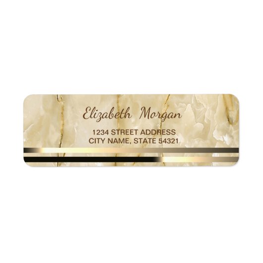 Elegant Glamoureus Marble, Stripe Address Label (Voorkant)