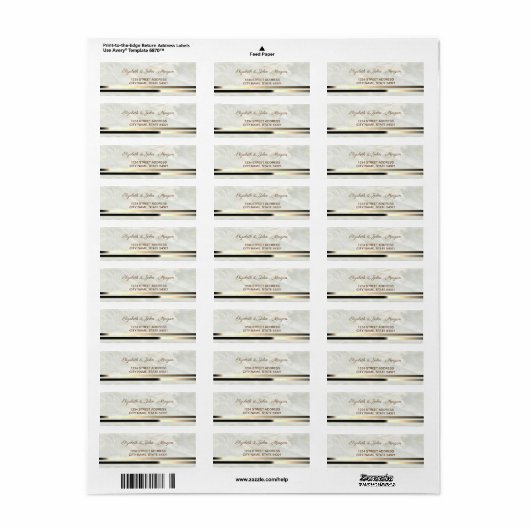 Elegant Glamoureus Marble, Stripe Address Label (Full Sheet)