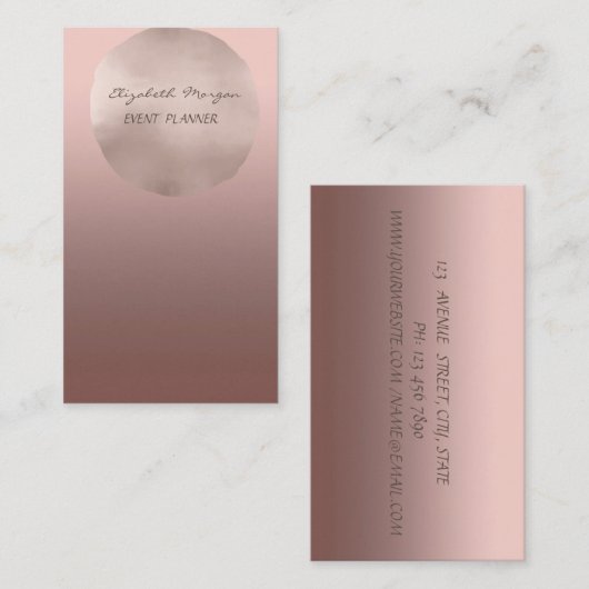 Elegant Glamoureus Modern Chic, Roos Gold Cirkel Visitekaartje (Voorkant / Achterkant)