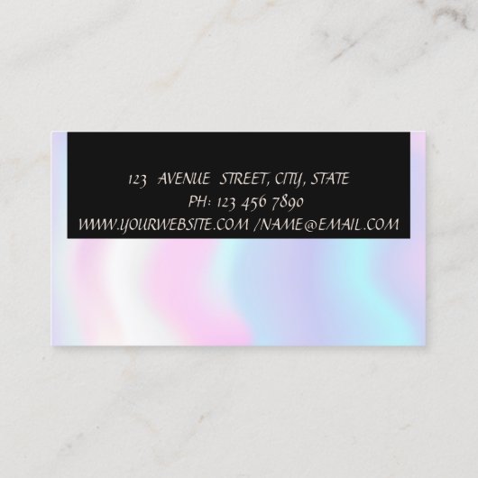 Elegant glamoureus modern grafisch holografisch visitekaartje (Achterkant)