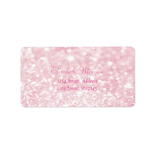 Elegant Glamoureus Pink Glittery, Bokeh Etiket (Voorkant)