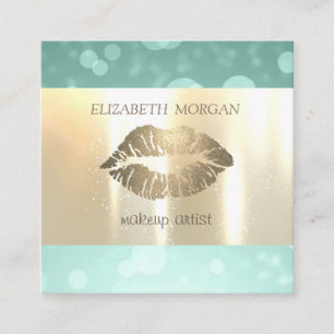 Elegant Glamoureus Shinny, Faux Gold, Glittery Lip Vierkante Visitekaartje