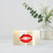 Elegant Glamoureus Shinny, Faux Gold, Red Lips Visitekaartje (Staand voorkant)