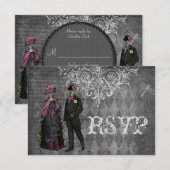Elegant Glamoureus Skeletons Halloween Party RSVP (Voorkant / Achterkant)