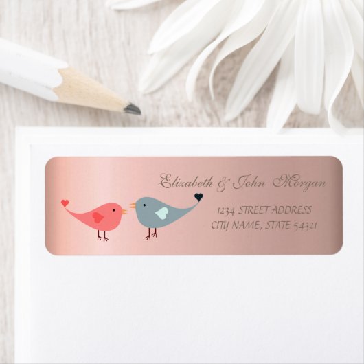 Elegant glamoureus , vogels in liefde - adreslabel etiket (Insitu)