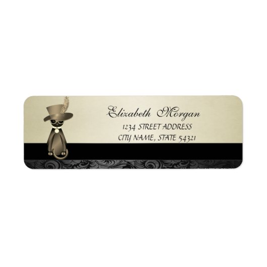 Elegant Glamoureus Whimsical Cat Adres Label- Etiket (Voorkant)