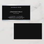 Elegant glamoureus zwart en zilver, modern visitekaartje (Voorkant / Achterkant)