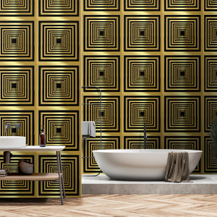Elegant glamoureus zwart goud art deco 3d effect behang