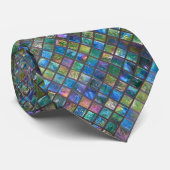 Elegant Glamoureuze Aqua Colour Shiny Tiles Stropdas (Opgerold)