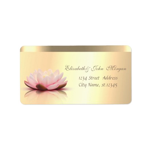 Elegant Glamoureuze Faux Gold Lotus Etiket (Voorkant)