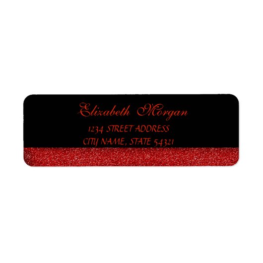 Elegant Glamoureuze Rode Glitter Adreslabel Etiket (Voorkant)