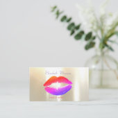 Elegant Glamoureuze Shinny, Faux Gold, Lips Visitekaartje (Staand voorkant)
