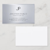 Elegant Glamoureuze Zilver Kijk Moderne Monogram B Visitekaartje (Voorkant / Achterkant)