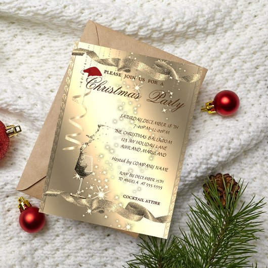 Elegant, Glans, Glas, Bedrijfs Kerstfeest, Kaart