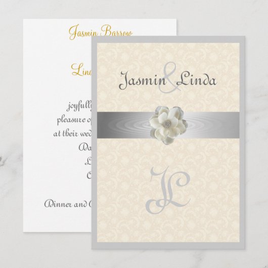 Elegant, Glans, Nep lint, Trouw uitnodiging (Voorkant / Achterkant)