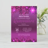 Elegant glanzend chique Paarse moderne quinceañera Kaart (Staand voorkant)