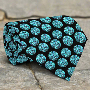 Elegant Glanzend Glitter Turquoise Diamant Patroon Stropdas