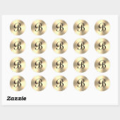 Elegant glanzend goud metallisch aangepast monogra ronde sticker (Vel)