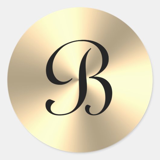 Elegant glanzend goud metallisch aangepast monogra ronde sticker (Voorkant)