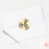 Elegant glanzend goud metallisch aangepast monogra ronde sticker (Envelop)