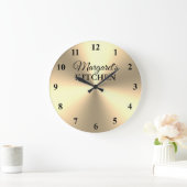 Elegant glanzend goudmuurklokje voor metalen keuke grote klok (Huis)