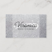 Elegant glanzend zilver glitter meid huis schoonma visitekaartje (Achterkant)