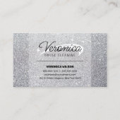 Elegant glanzend zilver glitter meid huis schoonma visitekaartje (Voorkant)