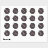 Elegant Glanzend Zwart en Rood Wax Seal Monogram Ronde Sticker (Vel)