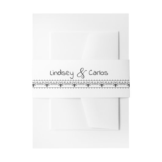 Elegant glanzend zwart-wit design uitnodigingen wikkel (Voorkant Voorbeeld)