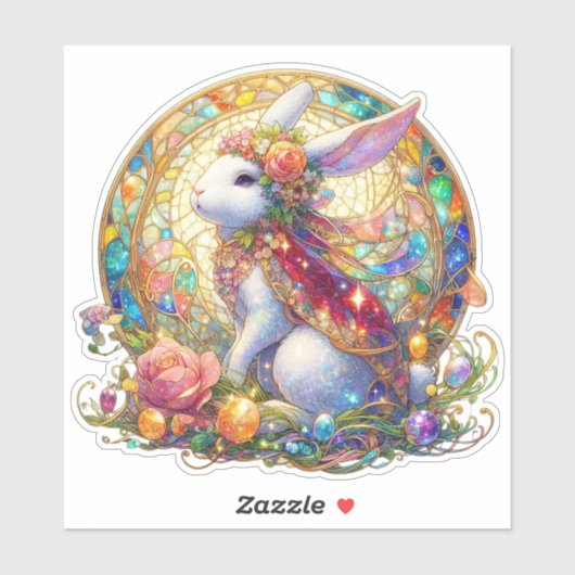 Elegant Glas in lood Art Nouveau Paaskonijn Sticker (Vel)