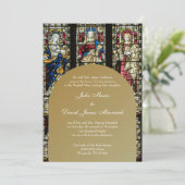 Elegant Glas in lood Christelijke bruiloft Kaart (Staand voorkant)