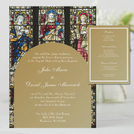 Elegant Glas in lood Christelijke bruiloft Kaart
