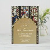 Elegant Glas in lood katholieke bruiloft Kaart (Staand voorkant)