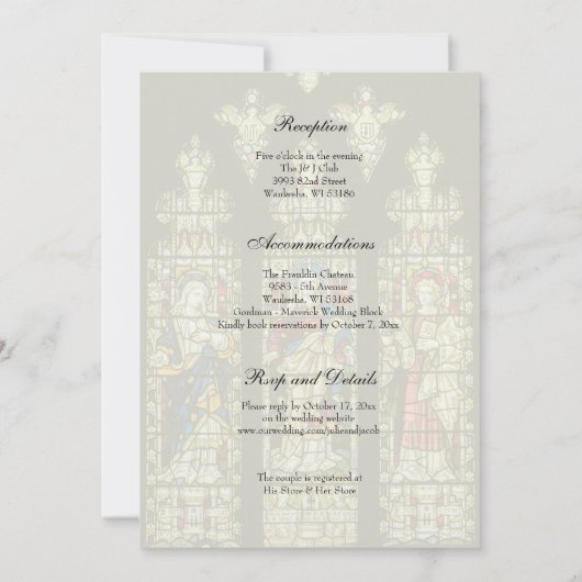 Elegant Glas in lood katholieke bruiloft Kaart (Achterkant)