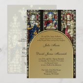 Elegant Glas in lood katholieke bruiloft Kaart (Voorkant / Achterkant)