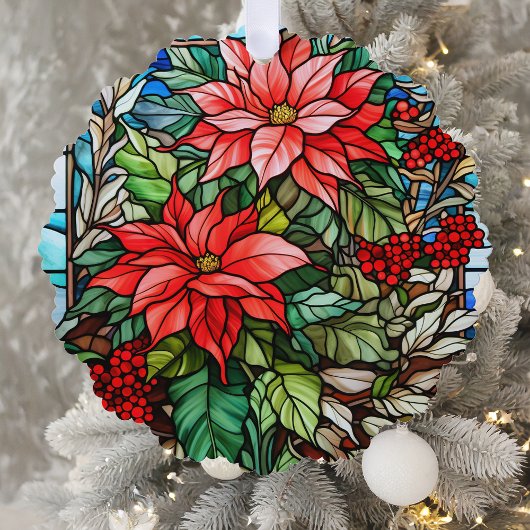 Elegant Glas in lood kerstbloem Ornament Kaart
