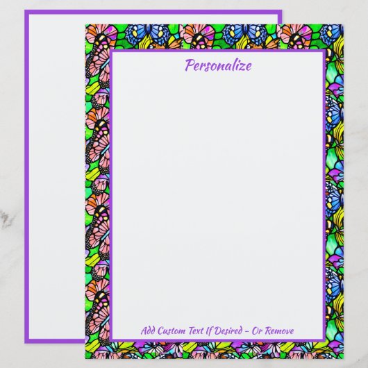 Elegant glas in lood Kleurrijk vlinderpatroon (Voorkant / Achterkant)