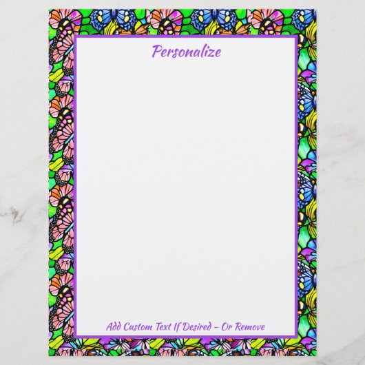 Elegant glas in lood Kleurrijk vlinderpatroon (Voorkant)