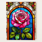 Elegant Glas in lood Kunstwerk van een Levendig Ro Planner (Achterkant)