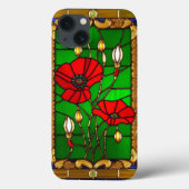 Elegant Glas in lood rode bloemen Case-Mate iPhone Case (Achterkant)