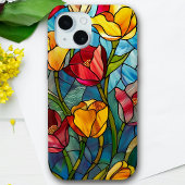 Elegant Glas in lood Rood & Gele Tulpen Case-Mate iPhone Case