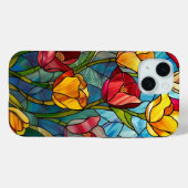 Elegant Glas in lood Rood & Gele Tulpen Case-Mate iPhone Case (Achterkant (horizontaal))