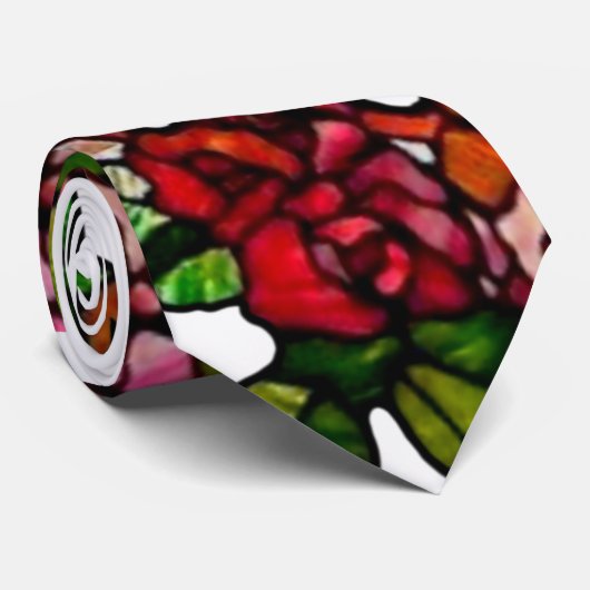 Elegant  Glas in lood Roze rode roos Stropdas (Opgerold)