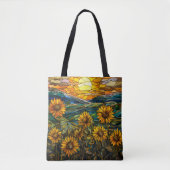 Elegant Glas in lood Zonnebloem Country Sunset Tote Bag (Voorkant)