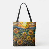 Elegant Glas in lood Zonnebloem Country Sunset Tote Bag (Achterkant)