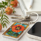 Elegant glas-in-loodkunstwerk sleutelhanger (Voorkant Rechts)