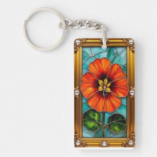 Elegant glas-in-loodkunstwerk sleutelhanger (Voorkant)